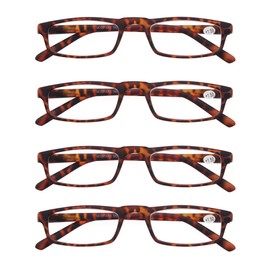 MODFANS Reading Glasses Demi +2.25-4 Pairs Fashion Readers Narrow Frame Spring Hinge for Men Women