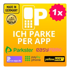 Universal 5-in-1 Back Glass Sticker - Compatible with Easypark Easy Park, Parkster, PayByPhone, Parco, Yellowbrick & Co. | Vignette Sticker Car Sticker (6 x 6 cm) - App Parking, Made in Germany (1)