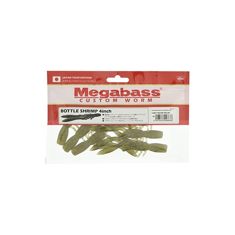 メガバス(Megabass) ワーム ワーム 本仕込 BOTTLE SHRIMP(ボトルシュリンプ)(4inch) ライトウォーターメロン 38407