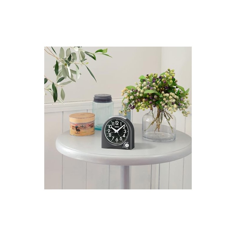 SEIKO Maris Non Ticking Desk/Alarm Clock, Black