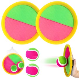 YOUYIKE Outdoor Velcro Ball Game for Children, 2 Paddles and 2 Balls, Fun Outdoor Game Catch Ball Game, Outdoor Beach Toy Games 2 3 4 5 6 7 8 9 10 Years Girls Boys Easter Gifts
