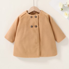 JEELLIGULAR Toddler Baby Girls Coats Kids Cloak Button Warm Thick Jacket Clothes Baby Fall Winter Outwear Clothes Set (Khaki, 18-24 Months)