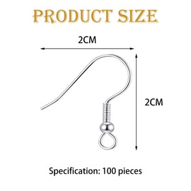 NXPWRC 100 Pieces Earring Hooks, Earring Making Set, Diy Jewelry Accessories, Earring Making Supplies, Metal Earring Accessories