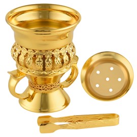Bakhoor Burner Set Tray, Frankincense Resin Burner, Charcoal insencents Burner, Metal Incense Censer for Yoga Spa Meditation, with Cone Incense Holder and Tongs(Glod)