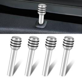 Rislobx 4 PCS Car Door Lock Knobs, Inner Door Lock Pull Pin Cover, Aluminum Alloy Decorative Lift Bolt, Universal Auto Accessories for Most Cars, Trucks (Silver)