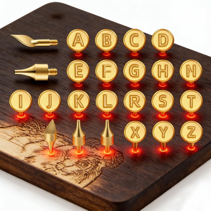 Wood Burning Tips Letters Set, Alphabet Template Branding tip for