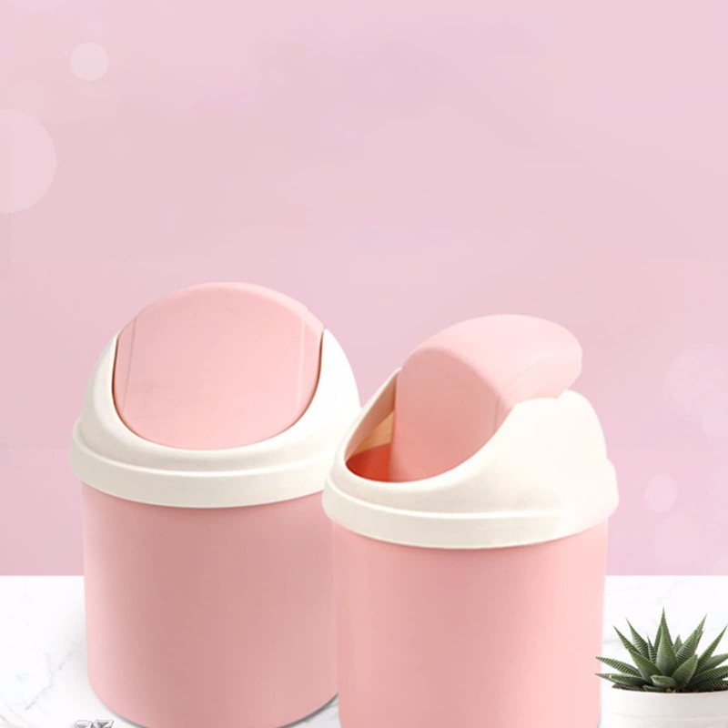 Sicheii 2Pcs Desktop Trash Can with Swing Lid & 120