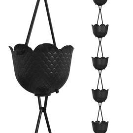 Rain Chains Direct Aurora Rain Chain, 8.5 Feet Length, Aluminum, Black Powder Coated, Functional and Decorative Replacement for Gutter Downspouts