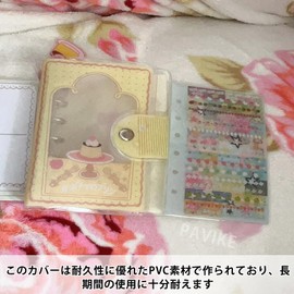 PAVIKE Girls Sticker Notebook, Photo, A7, 6 Holes, Binder, Transparent Sealing Pad, Removable, Waterproof, Abrasion Resistant, Approx. 5.8 x 3.9 inches (14.8 x 10 cm)