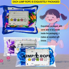 1PCS 16 FT Long Double Dutch + 6PCS 9 FT Adjustable Soft Beaded Jump Ropes (6 Colors) Tangle-Free Segmented Skipping Rope for Kids Adults Set with Greeting Card Perfect for Party Gifts Favors PE Class Family Fun Games