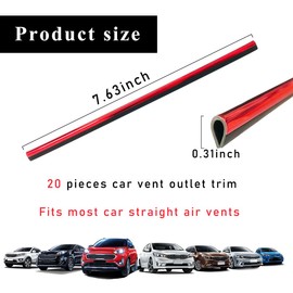 Yourkar 20 PCS Car Air Conditioner Decoration Strip, Flexible Air Vent Outlet Trim Decoration, Waterproof Decorative Trim for Air Vent Outlet for Most Vehicles, Car Accessories (Shiny Red)