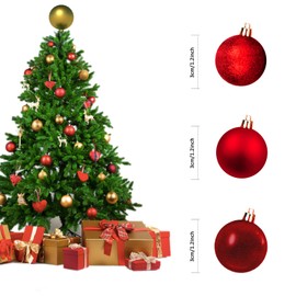24PCS 3cm Christmas Ball Ornaments Set Shatterproof Balls Christmas Tree Hanging Balls Christmas Ornaments Balls Xmas Balls Ornaments Shatterproof Christmas Decorations With Strings For Xmas Tree Wedding Red