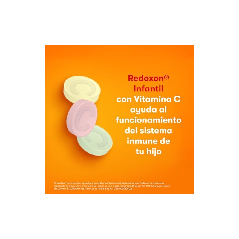 Redoxon Infantil Vitamina C 100mg, Vitaminas para Nios, Sabores Cereza,
