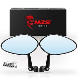 MZS Universal Motorcycle Mirrors | Rear View Mirror Side Adjustable 8MM 10MM CNC Black Compatible with Street Dirt Bike Quad Adventure Scooter Coolster Moped GY6 Cruiser ATV
