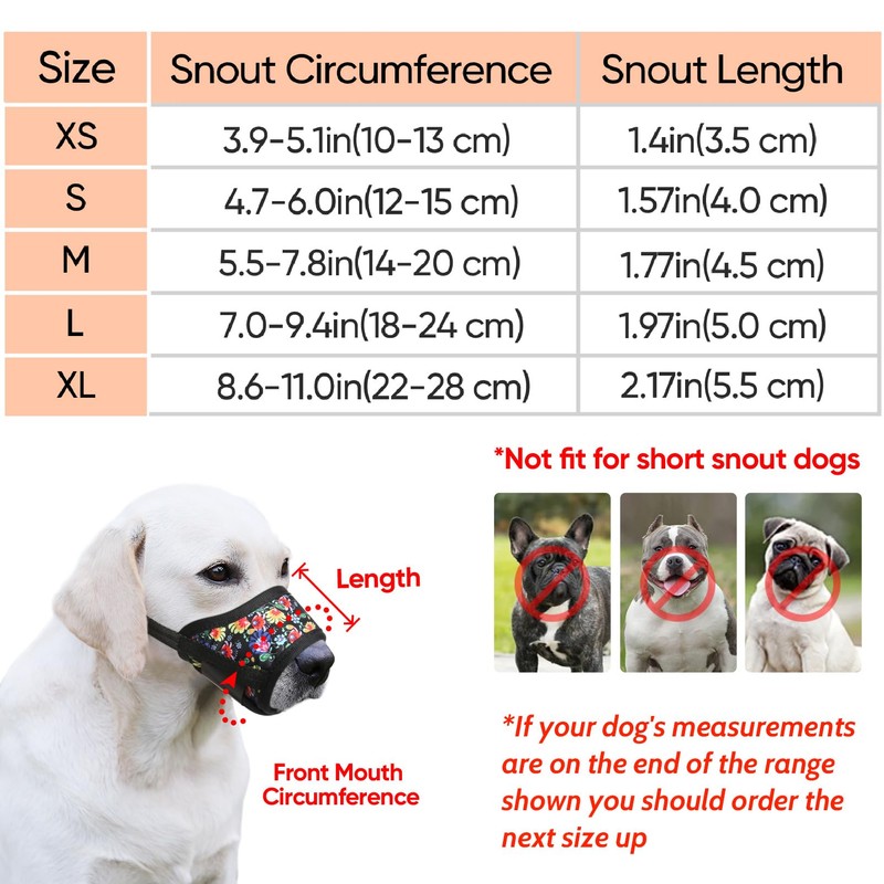 HEELE Dog Muzzle, Soft Nylon Breathable Muzzle with Vivid Prints