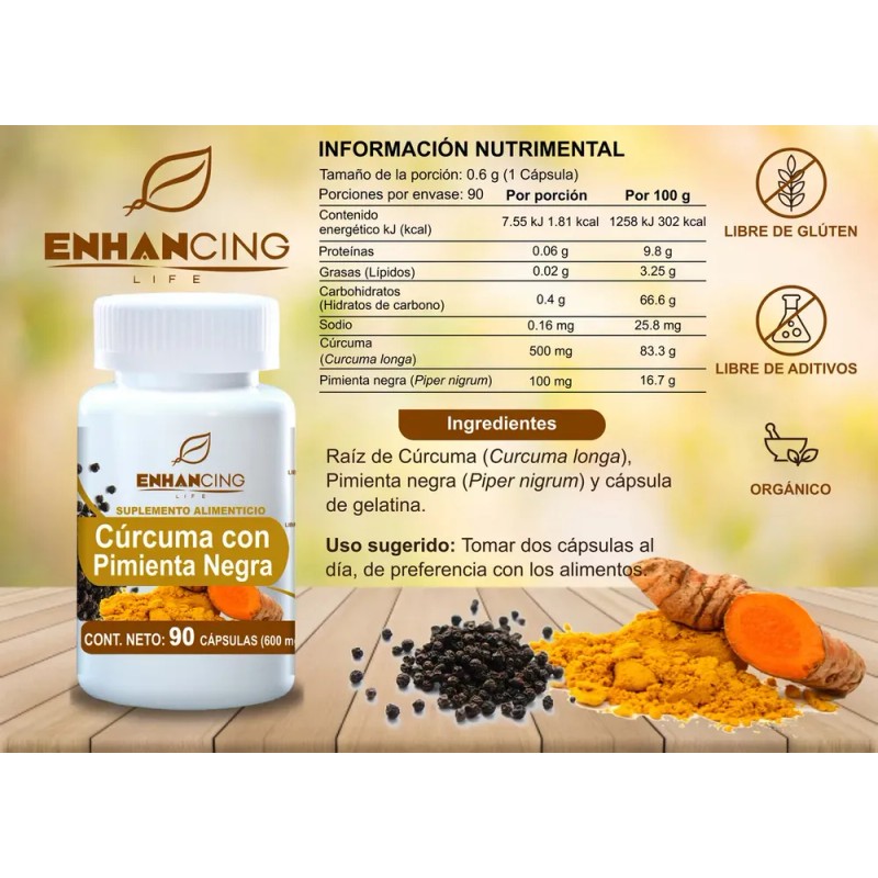 Cápsulas De Cúrcuma Y Pimienta Negra 2 Botes Sin Sabor