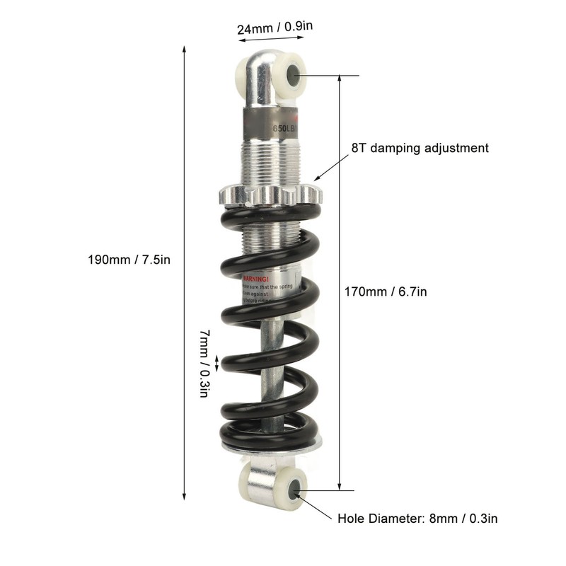 1 Pair Shocks Struts Damper 170mm 650lbs Shock Absorber Spring