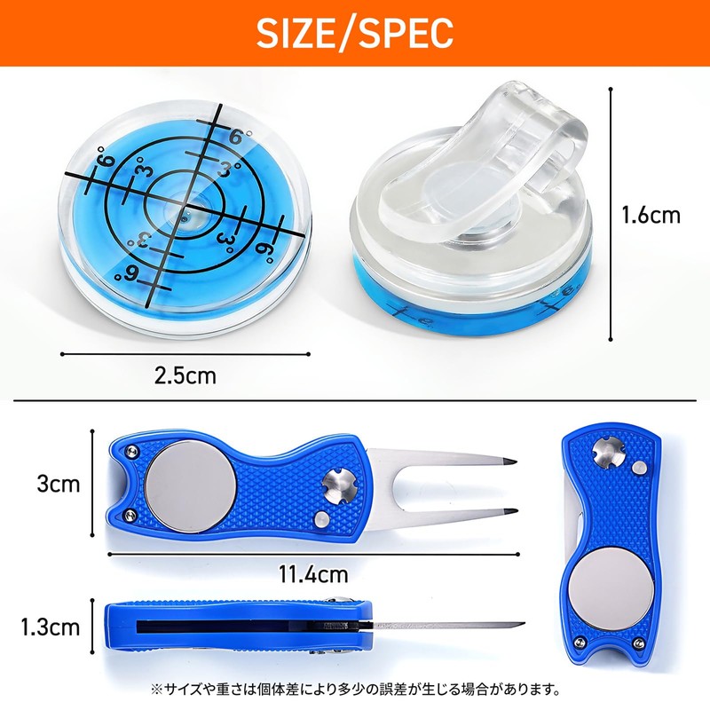 Yorm Golf Green Tilt Readable Level Marker & Green Fork
