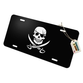 GRAPHICS & MORE Pirate Skull Crossed Swords Jolly Roger Novelty Metal Vanity Tag License Plate