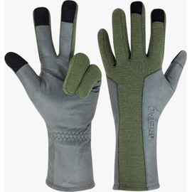 ONETAC TOUCH SCREEN NOMEX PILOT FLIGHT FLYERS OPERATOR AVIATION DUTY WORK GLOVES, GOAT LEATHER TIGHT FIT PALM (GREEN/GRAY, MEDIUM)