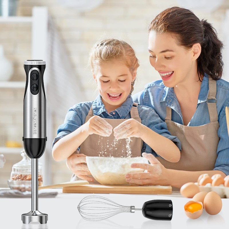 Bonsenkitchen Immersion Handheld Blender with Whisk, 20-Speed & Turbo Mode
