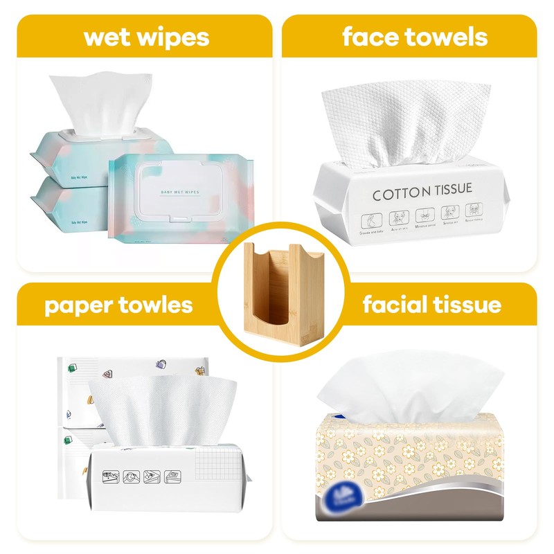 CRAKTH Bamboo Wipes Dispenser Wall Mount, Wipe Box Holder for