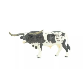 Collectible Wildlife Gifts Texas Longhorn Bull Toy, Realistic Hand Painted Rubber Model, 6.5" CH752 BB183
