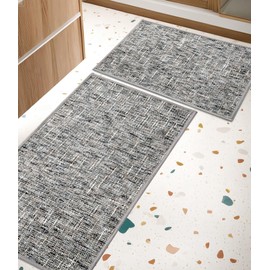 YIHOUSE Bathroom Rugs Sets 2 Pieces, Ultra Thin Non Slip Washable Bath Mat Sets, Absorbent Quick Dry Bath Mats for Bathroom Floor, Grey