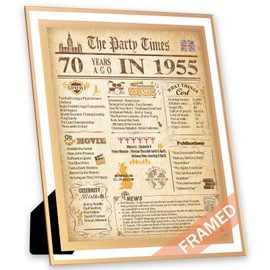 FALAMON Framed 1955 Birthday Poster UK, 70th Birthday Decorations for Women or Men Vintage Birthday Gifts 8x10 Inch Birthday Anniversary Poster Card for Grandparents, Husband, Wife, Mom, Dad