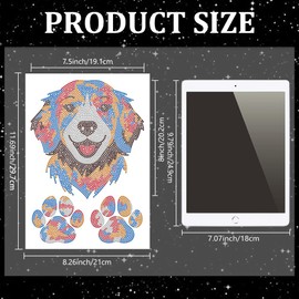 MAYJOYDIY Colourful Dog Head Rhinestone Iron-On Hotfix Transfer Cute Pet Paw Heat Transfer Sticker Retriever Bling Applique for Shirts Bags Hats Jackets Jeans Shoes DIY Crafts