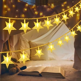 YounBeauty Star String Light for Christmas 10Ft Battery Operated Waterproof for Outdoor Party Wedding XmasTree Decor