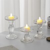 Glass Candle Holders, 3 Pieces Crystal Clear Candlesticks with Elegant
