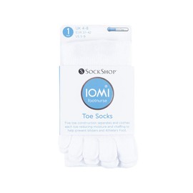 IOMI - Mens & Ladies Lightweight Coolmax Cotton Toe Socks for Athletes Foot (6-11 uk, White)