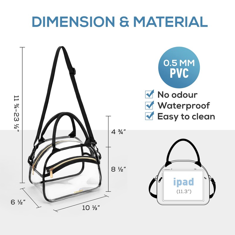 TOURIT Stadium Approved Clear Lunch Bag Transparent Bag with Adjustable