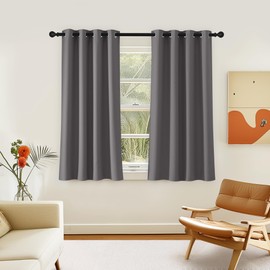 NICETOWN Grey Blackout Curtain 54 inches Long, Grommet Room Darkening Thermal Insulated Sound Reducing Solid Window Treatment for Bedroom/Kids Room, 1 Panel, W46 x L54