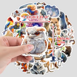 50PCS Australian Animal Stickers for Water Bottle,Notebook,Luggage,Suitcase,Guitar,Bumper,Laptop,Aesthetic Cartoon Kawaii Hedgehog Lizard Vinyl Sticker,Adults Girls Decal,Cute Bird Graffiti Decals