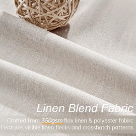 Topfinel Oatmeal Linen Blackout Curtains 96 Inches Long 8 FT Tall 2 Panels, Modern Decorative Sound/Draft/Cold/Warm Blocking Heavy Thermal Rustic Country Curtains for Living Room 52x96 2 pcs