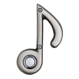 Waterwood Music Note Doorbell in Pewter Environment Friendly Solid Recycled Brass - Rust Proof - 3" W x 4.25" H x 1" D