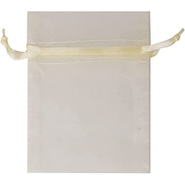 Ribtex Organza Mini Bag 10-Pieces, 10 cm Length x 7.5 cm Width, Cream