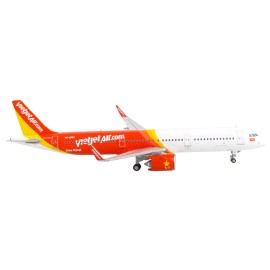 DCD Airbus A321neo Commercial Aircraft 1/400 Diecast Model Airplane in White and Red by GeminiJets Resin Toy by VietJet Air