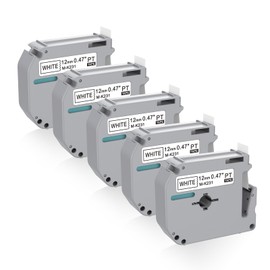 5 X M-K231 Label Tape Replacement for Brother Label Maker Tape, Compatible with Brother P-Touch Label Tape,M Tape MK231 12mm 0.47 White for PT-M95 PT-70BM PT-90 PT-85 PT65 45