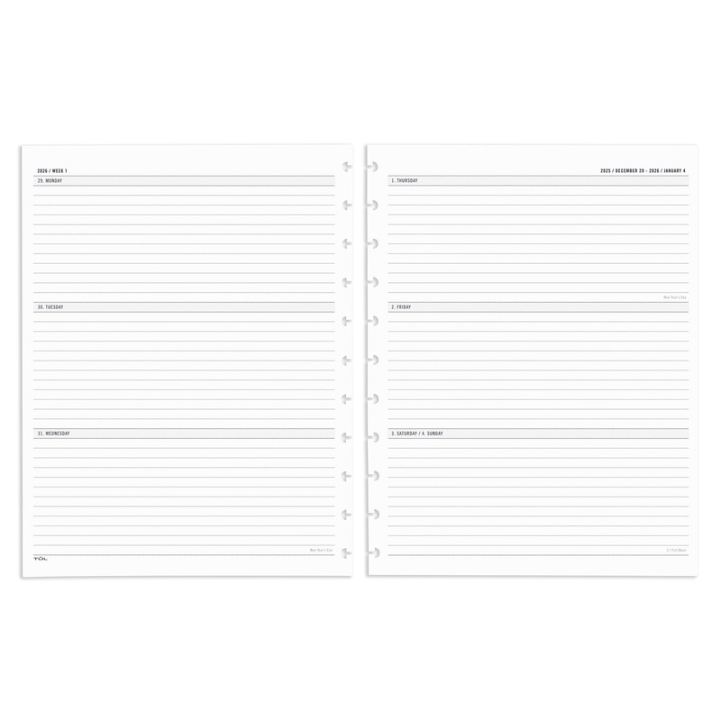 2026 TUL® Discbound Weekly/Monthly Planner Refill Pages, Letter Size, January