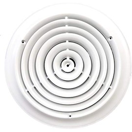 HBW 12" Round Ceiling Diffuser White Powder Coated with Outside Dimension of 16" Fitting in 12" Duct