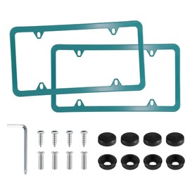 LivTee 4 Holes Stainless Steel License Plate Frames, 2 PCS Car Licence Plate Covers, Automotive Exterior Accessories Slim Design with Bolts Washer Caps for US Vehicles, Green
