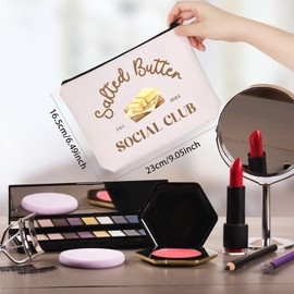 WCGXKO Salted Butter Social Club Makeup Bag Funny Baking Gift Foodie Gift for Butter Lover (Salted Bag)