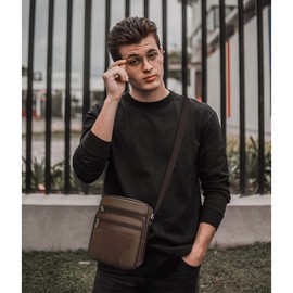 BAGZY Crossbody Bag Men Leather Mens Bags Shoulder Small Mens Shoulder Bag Crossbody Casual Sling Document Bag for Men Travel Bag Tablet Bag Business Handbag Messenger Gifts for Men