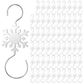 Queekay Christmas Ornament Hooks Silver Snowflake Hooks Christmas Tree Ornament Hangers Metal Wire S Hooks Decorative Snowflake Themed Accessories for Christmas Tree Decoration Christmas Balls (36)