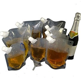 YISAMA Concealable Flask Rum Runner Cruise Kit Soft Reusable Flask,Sneak (4x32 Onz,3x16 Onz,2x8 Onz,1 Funnel,1 Carabiner)