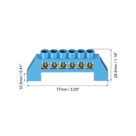 sourcing map Terminal Grounding Bar Screw Block Barrier Brass Strip 6 Positions Blue for Electrical Distribution Pack of 2