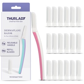 THURLADY THURLADY Face Razors for Women, Precision Dermaplane Razor for Women Face, Eyebrow Razor, Dermaplaning Tool, Peach Fuzz Remover, 1 Reusable Handle with 19 Skin Safe Microblades, Pearl Blush
